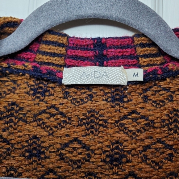 A. Ida Wool Blend Cardigan Sweater One Button Closure Sz M - Picture 9 of 10